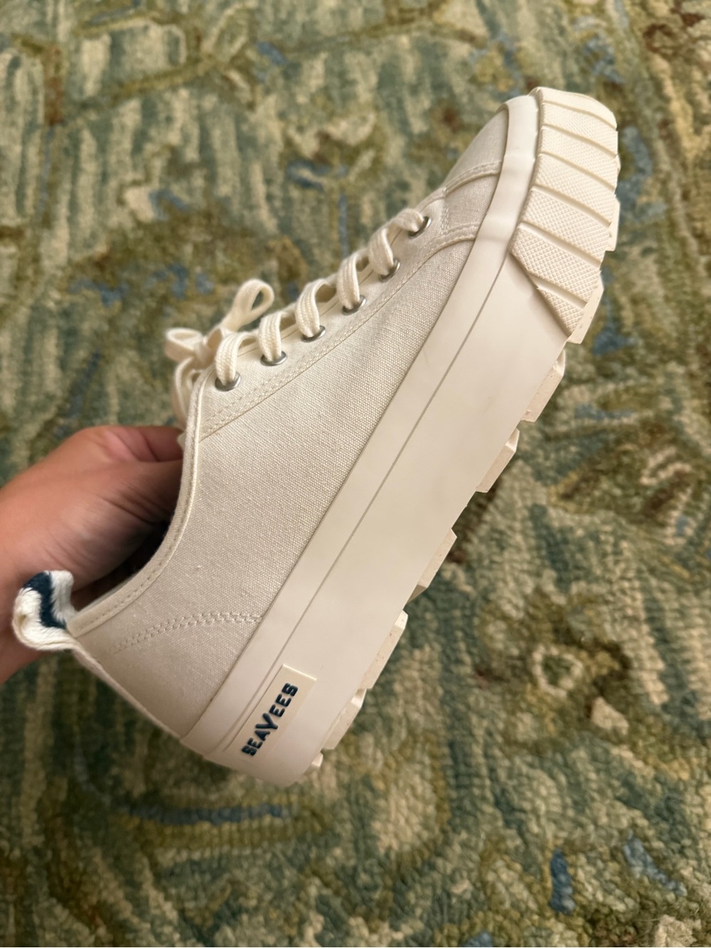 SeaVees Canvas Lace-Up Sneakers in Cream
